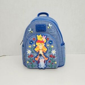 Disney Loungefly Winnie the Pooh Denim Embroidered Mini Backpack - NWT